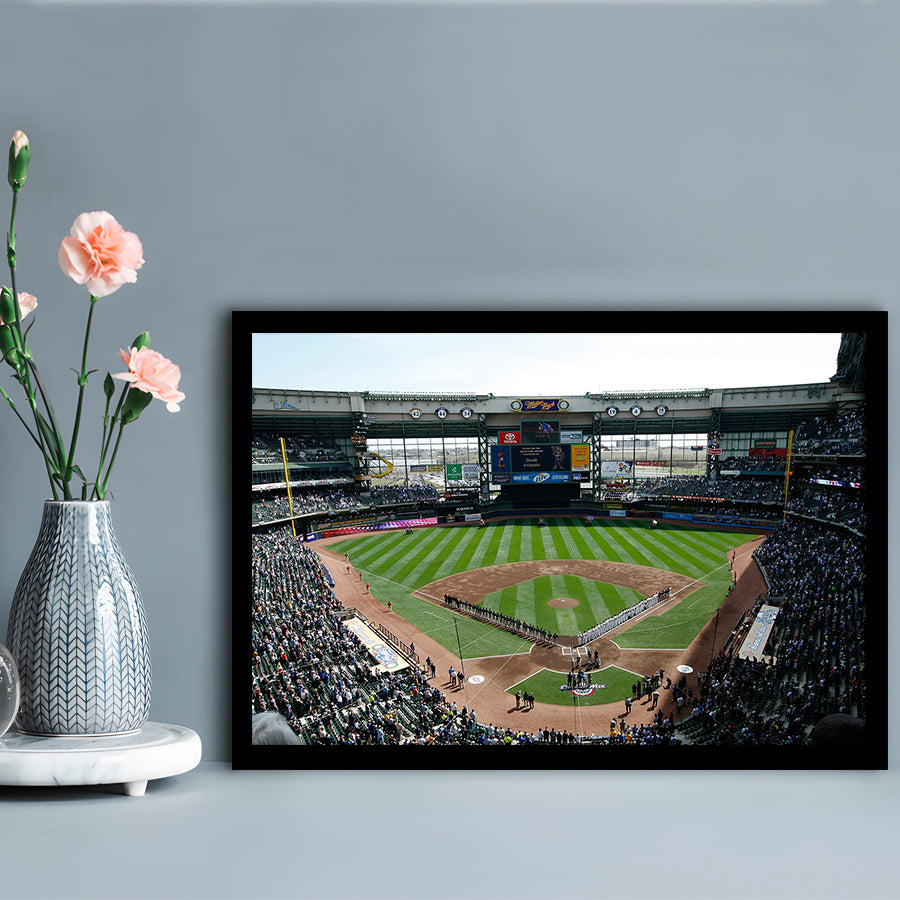 Miller Park at Bleacher View, Stadium Canvas, Sport Art, Gift for him, Framed Art Print Wall Decor, Picture Framed