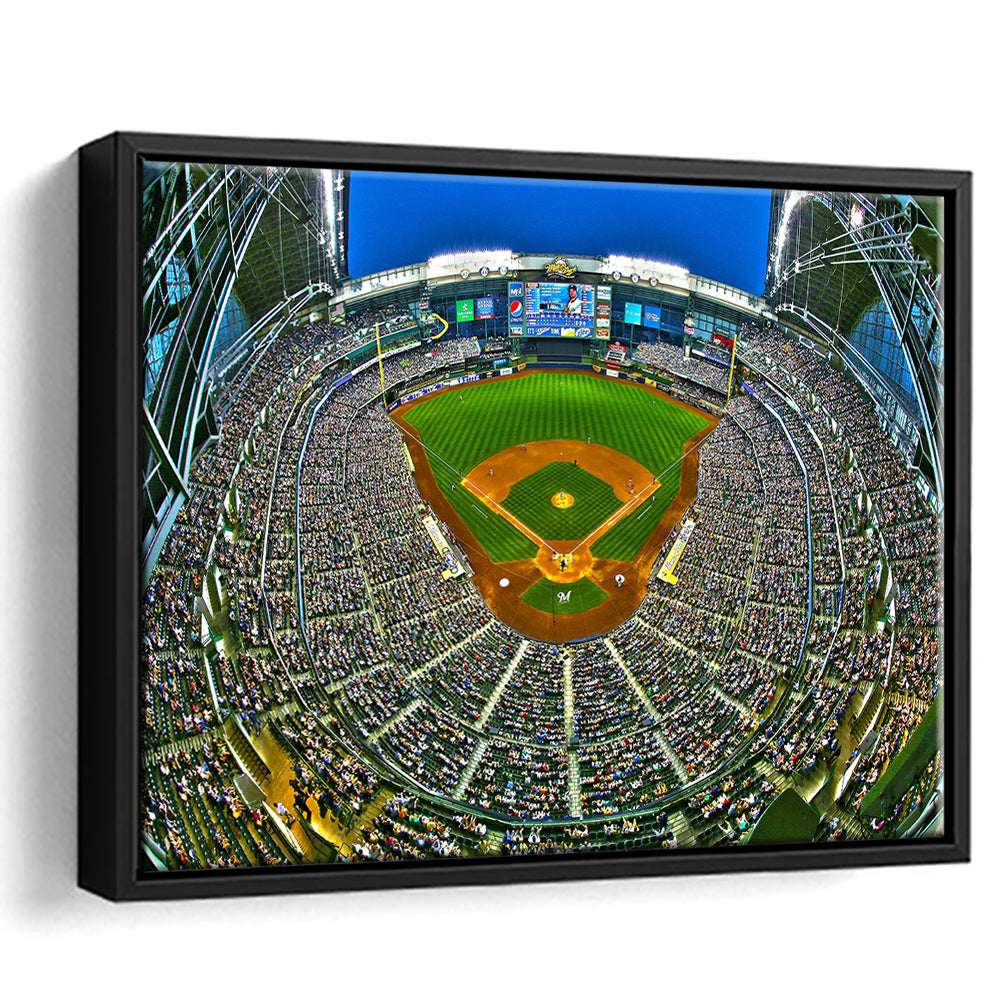 Miller Park in Wisconsin, Stadium Canvas, Sport Art, Framed Canvas Print Wall Art, Floating Frame