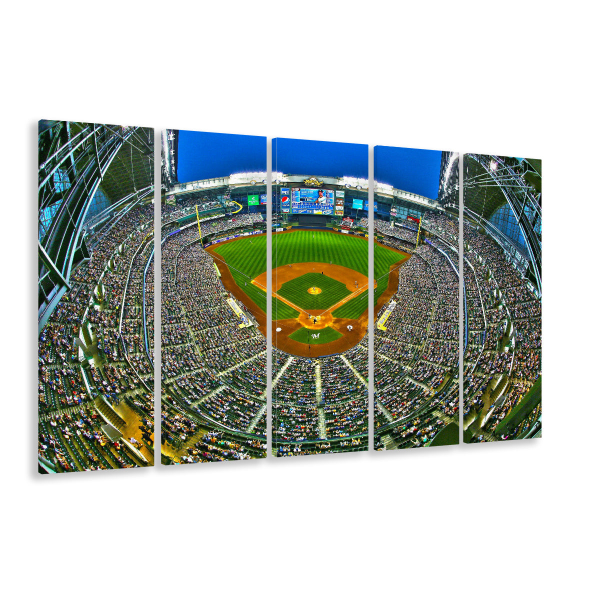 Miller Park in Wisconsin, Stadium Canvas, Sport Art, 5 Panel B, Extra Large Canvas, Canvas Print Wall Art