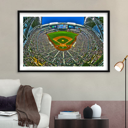Miller Park in Wisconsin, Stadium Canvas, Sport Art, Gift for him, White Border Framed Art Print Wall Decor