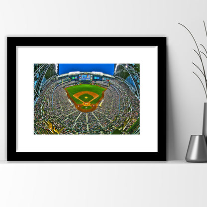 Miller Park in Wisconsin, Stadium Canvas, Sport Art, Gift for him, White Border Framed Art Print Wall Decor
