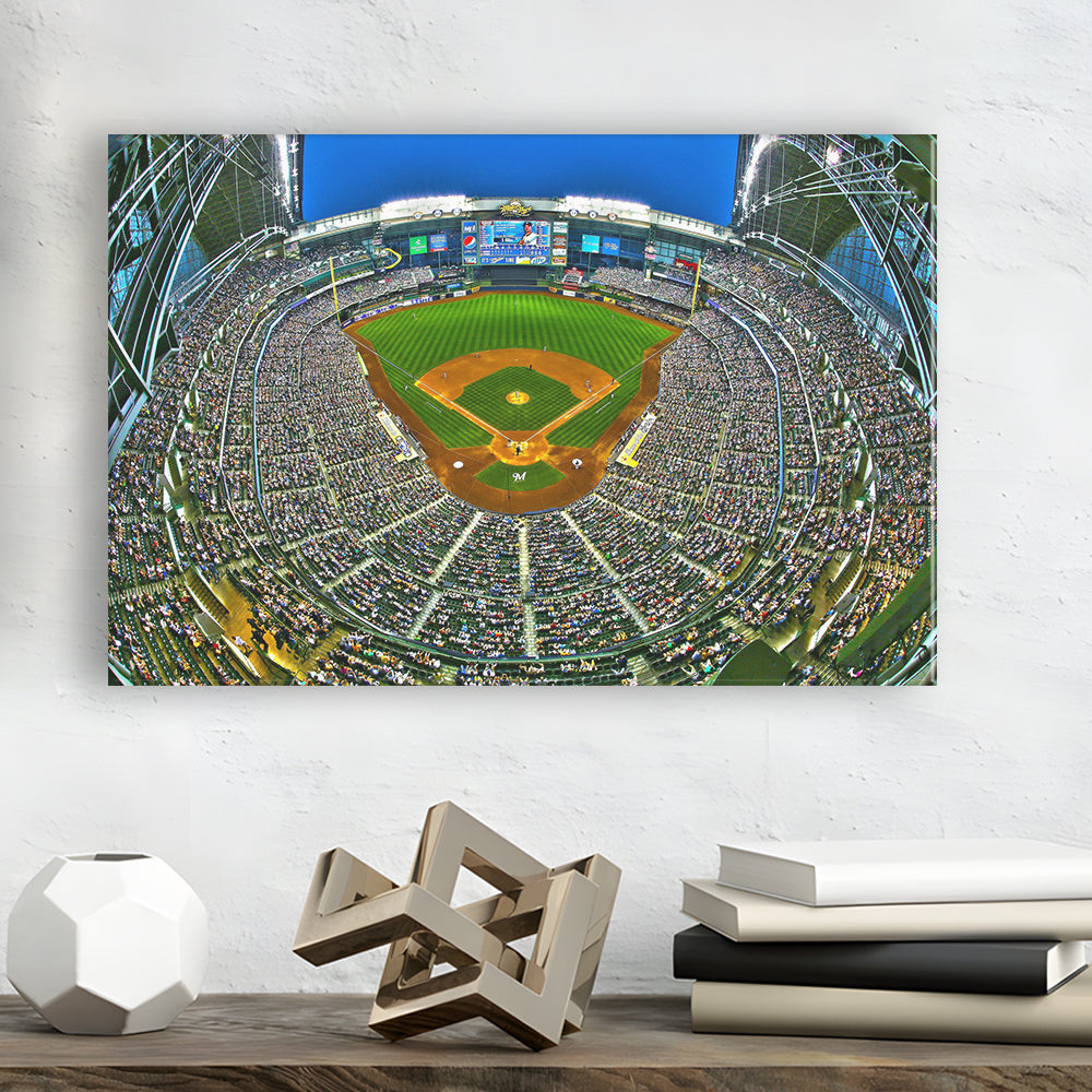 Miller Park in Wisconsin, Stadium Canvas, Sport Art, Gift for him, Man Cave Decor, Art Print, Canvas Print Wall Art