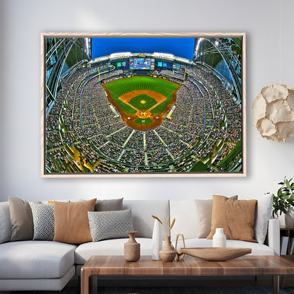 Miller Park in Wisconsin, Stadium Canvas, Sport Art, Framed Canvas Print Wall Art, Floating Frame