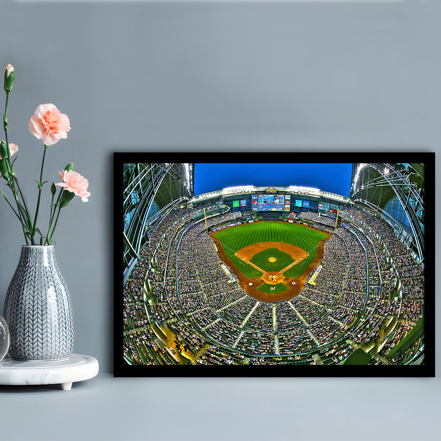 Miller Park in Wisconsin, Stadium Canvas, Sport Art, Gift for him, Framed Art Print Wall Decor, Picture Framed