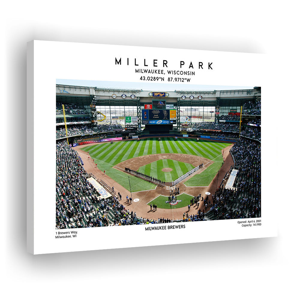 Miller Park, Milwaukee Brewers Baseball Stadium Wall Art Print, Sport Art Print, Canvas Print Wall Art, Man Cave Gift