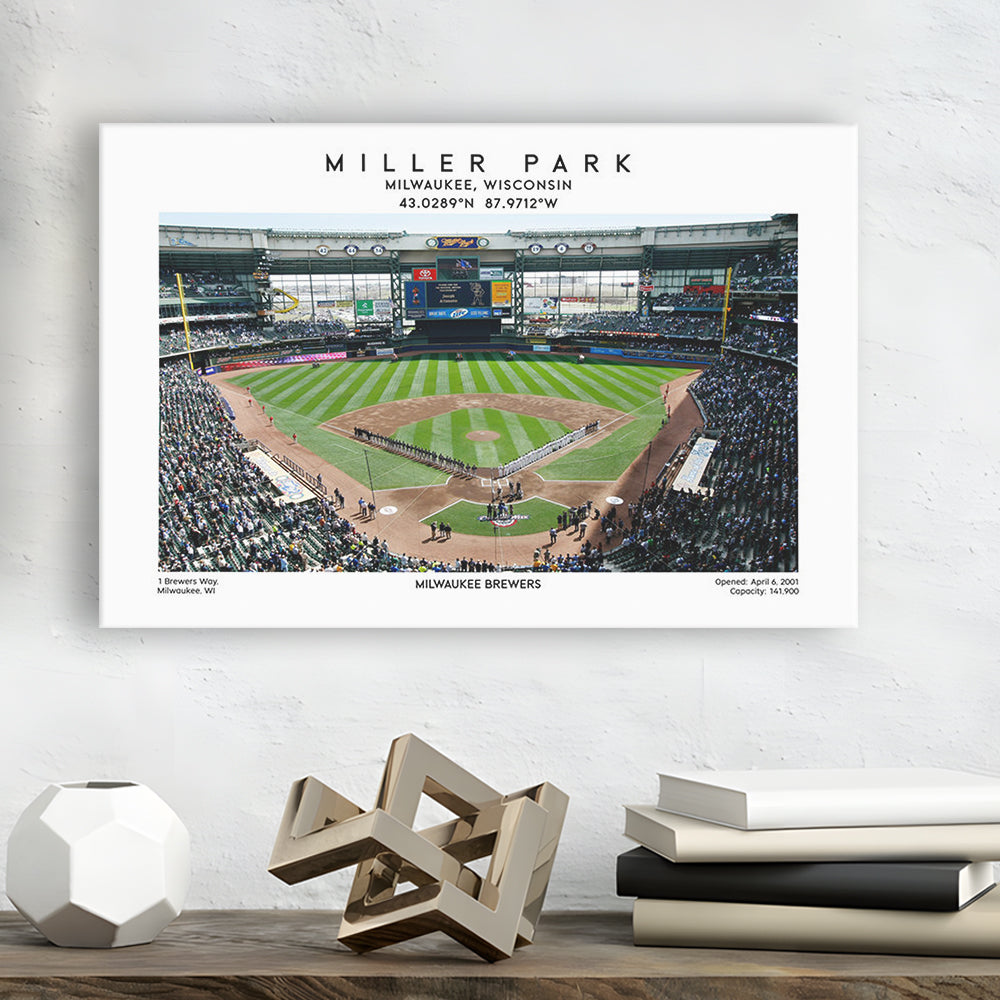 Miller Park, Milwaukee Brewers Baseball Stadium Wall Art Print, Sport Art Print, Canvas Print Wall Art, Man Cave Gift