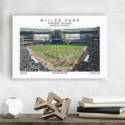 Miller Park, Milwaukee Brewers Baseball Stadium Wall Art Print, Sport Art Print, Canvas Print Wall Art, Man Cave Gift