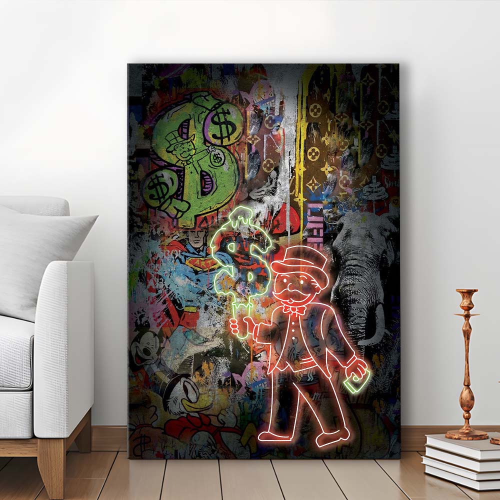 Million Dollar Ice cream, Neon Sign Effect, Canvas Print, Luxury Wall Art Decor, Modern Art