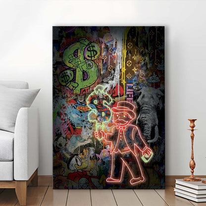 Million Dollar Ice cream, Neon Sign Effect, Canvas Print, Luxury Wall Art Decor, Modern Art
