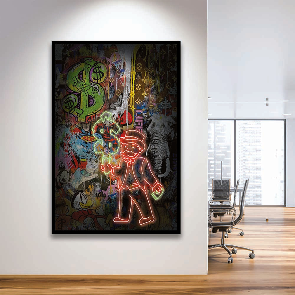 Million Dollar Ice cream, Neon Sign Effect, Framed Art Print, Picture Framed Wall Art Decor