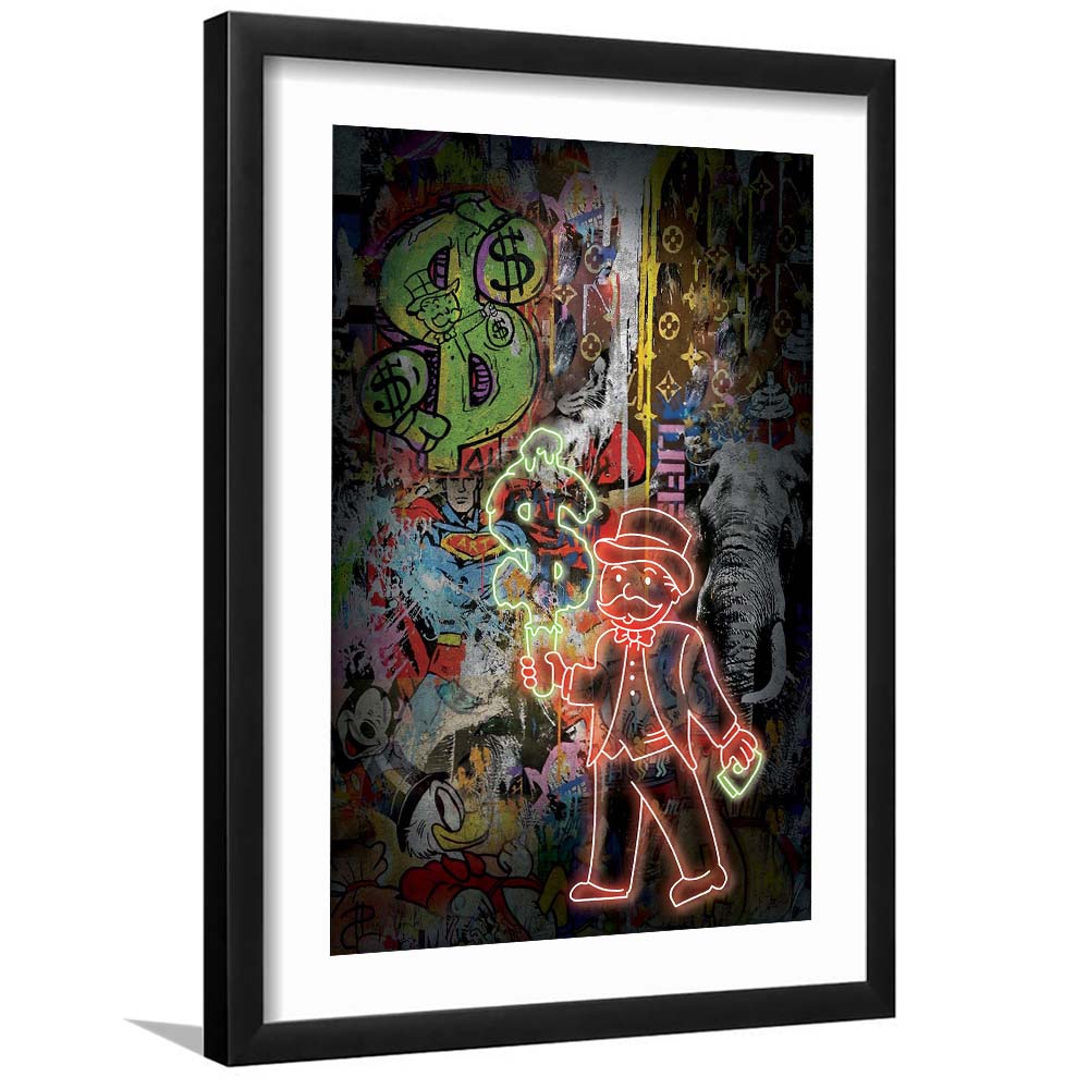 Million Dollar Ice cream, Neon Sign Effect, Framed Art Print, Luxury Pictures Framed, White Border