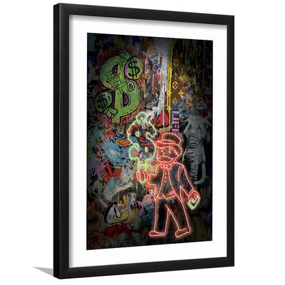 Million Dollar Ice cream, Neon Sign Effect, Framed Art Print, Luxury Pictures Framed, White Border