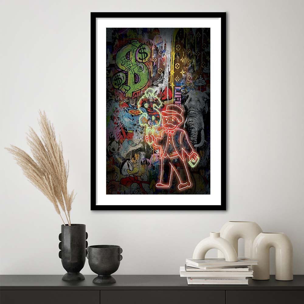 Million Dollar Ice cream, Neon Sign Effect, Framed Art Print, Luxury Pictures Framed, White Border