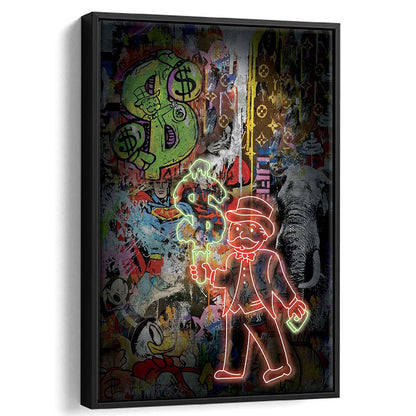 Million Dollar Ice cream, Neon Sign Effect, Framed Canvas Print, Floating Frame, Luxury Wall Art Decor