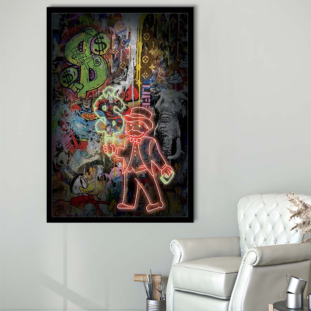 Million Dollar Ice cream, Neon Sign Effect, Framed Art Print, Picture Framed Wall Art Decor