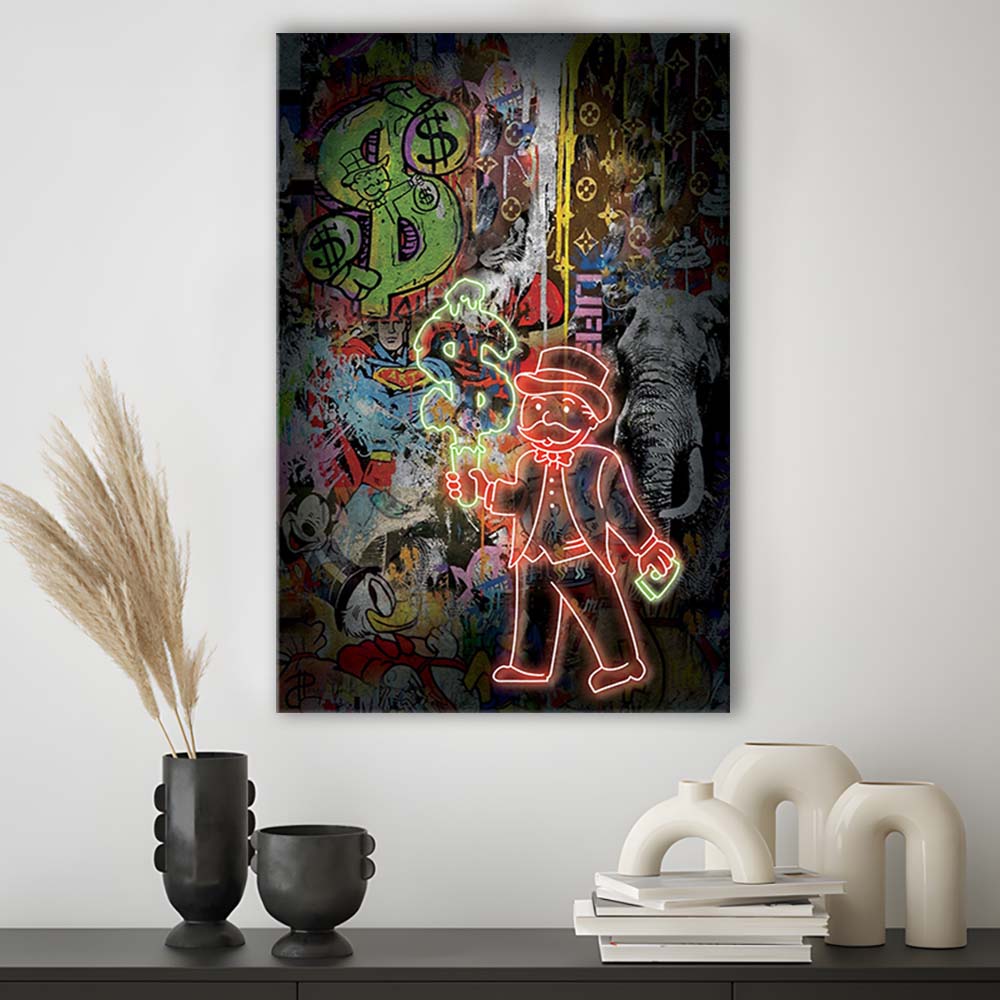 Million Dollar Ice cream, Neon Sign Effect, Canvas Print, Luxury Wall Art Decor, Modern Art