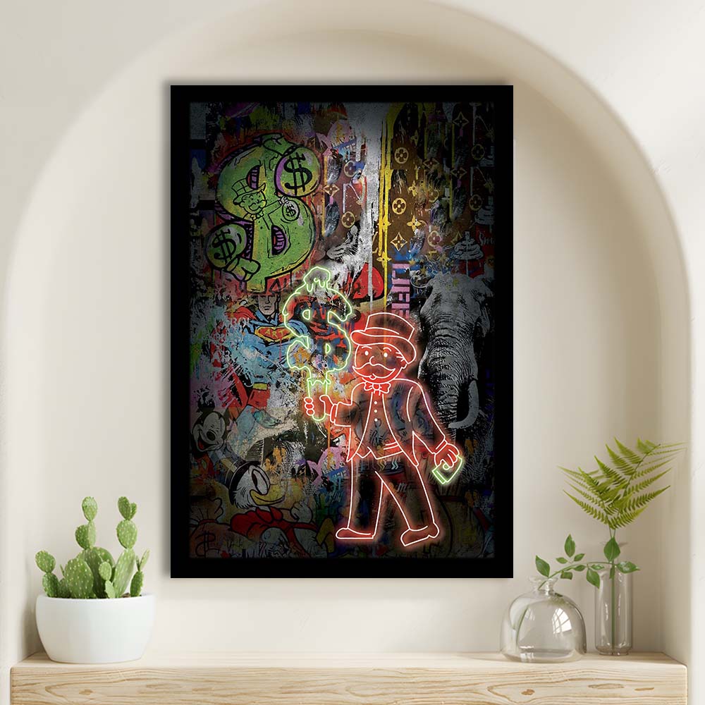 Million Dollar Ice cream, Neon Sign Effect, Framed Art Print, Picture Framed Wall Art Decor