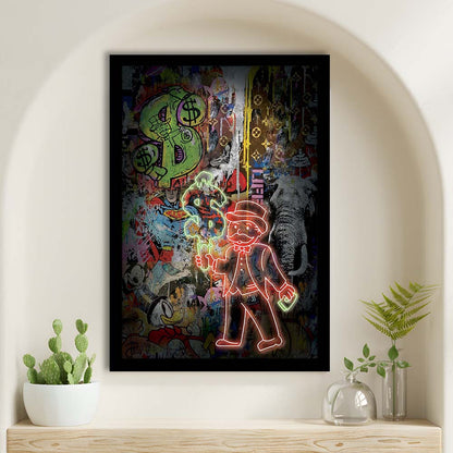 Million Dollar Ice cream, Neon Sign Effect, Framed Art Print, Picture Framed Wall Art Decor