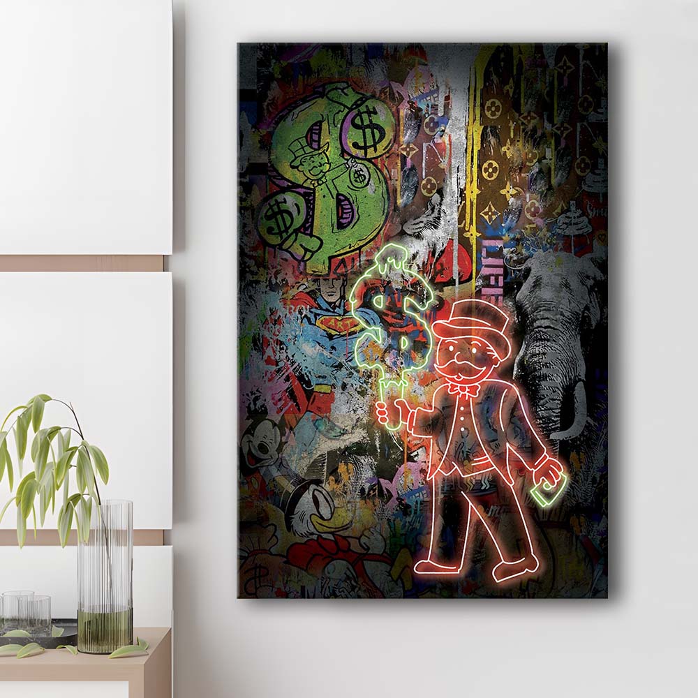 Million Dollar Ice cream, Neon Sign Effect, Canvas Print, Luxury Wall Art Decor, Modern Art