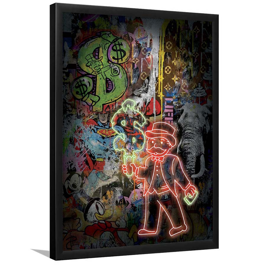 Million Dollar Ice cream, Neon Sign Effect, Framed Art Print, Picture Framed Wall Art Decor