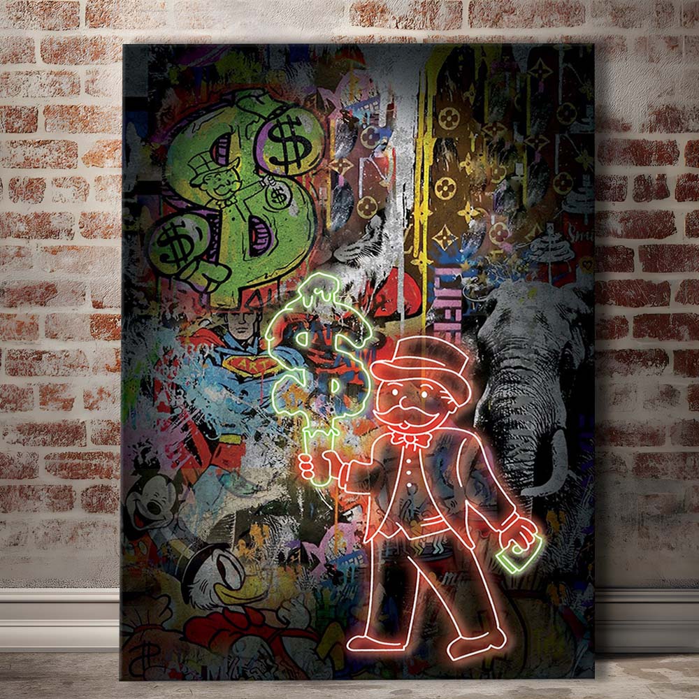 Million Dollar Ice cream, Neon Sign Effect, Canvas Print, Luxury Wall Art Decor, Modern Art