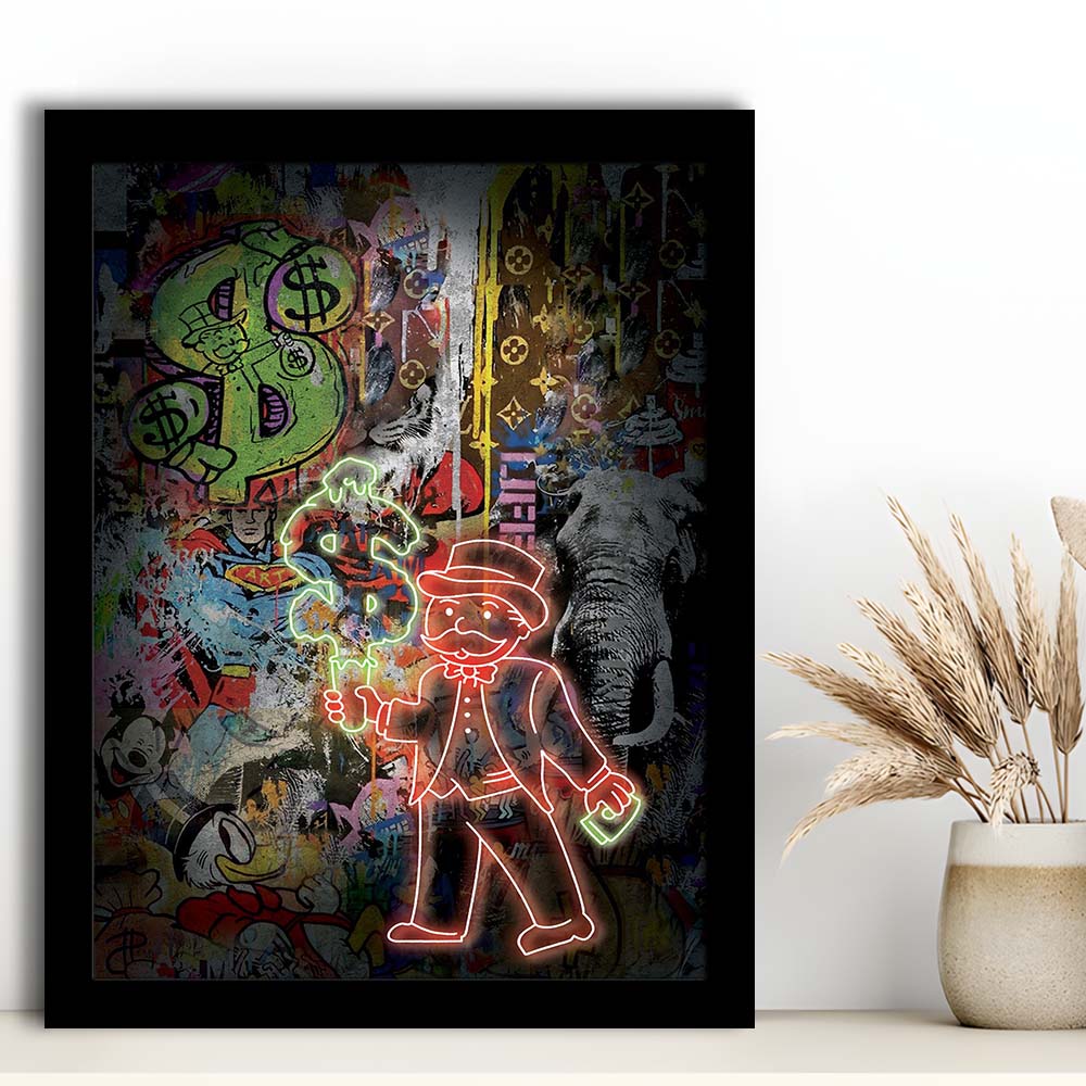 Million Dollar Ice cream, Neon Sign Effect, Framed Art Print, Picture Framed Wall Art Decor