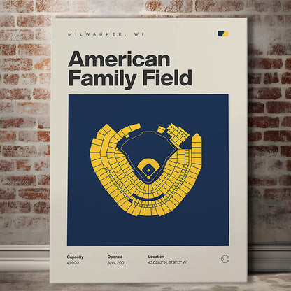 Milwaukee Brewers Stadium Print, American Family Field Print, Fan Gifts, Sport Art, Canvas Print Wall Art
