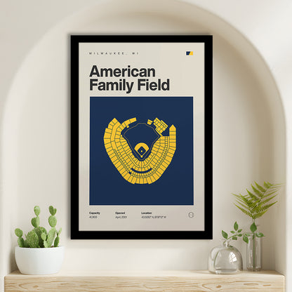 Milwaukee Brewers Stadium Print, American Family Field Print, Gifts for him, Sport Art, Framed Art Print Wall Decor