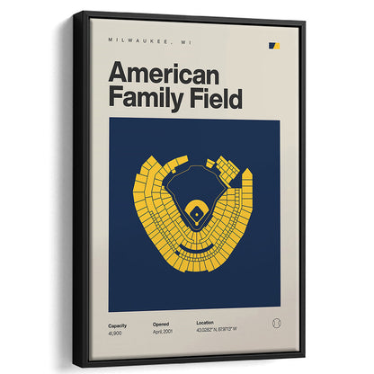Milwaukee Brewers Stadium Print, American Family Field Print, Man Cave Gift, Floating Framed Canvas Print Wall Art