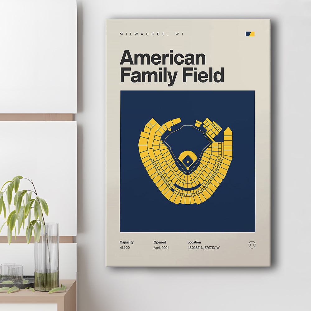 Milwaukee Brewers Stadium Print, American Family Field Print, Fan Gifts, Sport Art, Canvas Print Wall Art