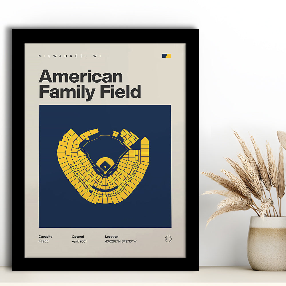 Milwaukee Brewers Stadium Print, American Family Field Print, Gifts for him, Sport Art, Framed Art Print Wall Decor