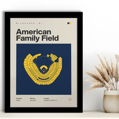 Milwaukee Brewers Stadium Print, American Family Field Print, Gifts for him, Sport Art, Framed Art Print Wall Decor