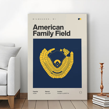 Milwaukee Brewers Stadium Print, American Family Field Print, Fan Gifts, Sport Art, Canvas Print Wall Art