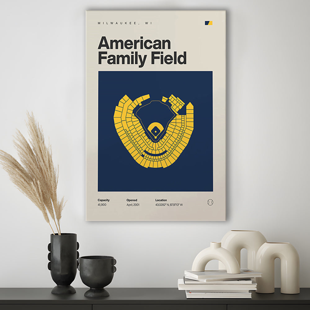 Milwaukee Brewers Stadium Print, American Family Field Print, Fan Gifts, Sport Art, Canvas Print Wall Art