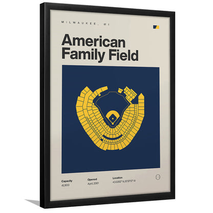 Milwaukee Brewers Stadium Print, American Family Field Print, Gifts for him, Sport Art, Framed Art Print Wall Decor