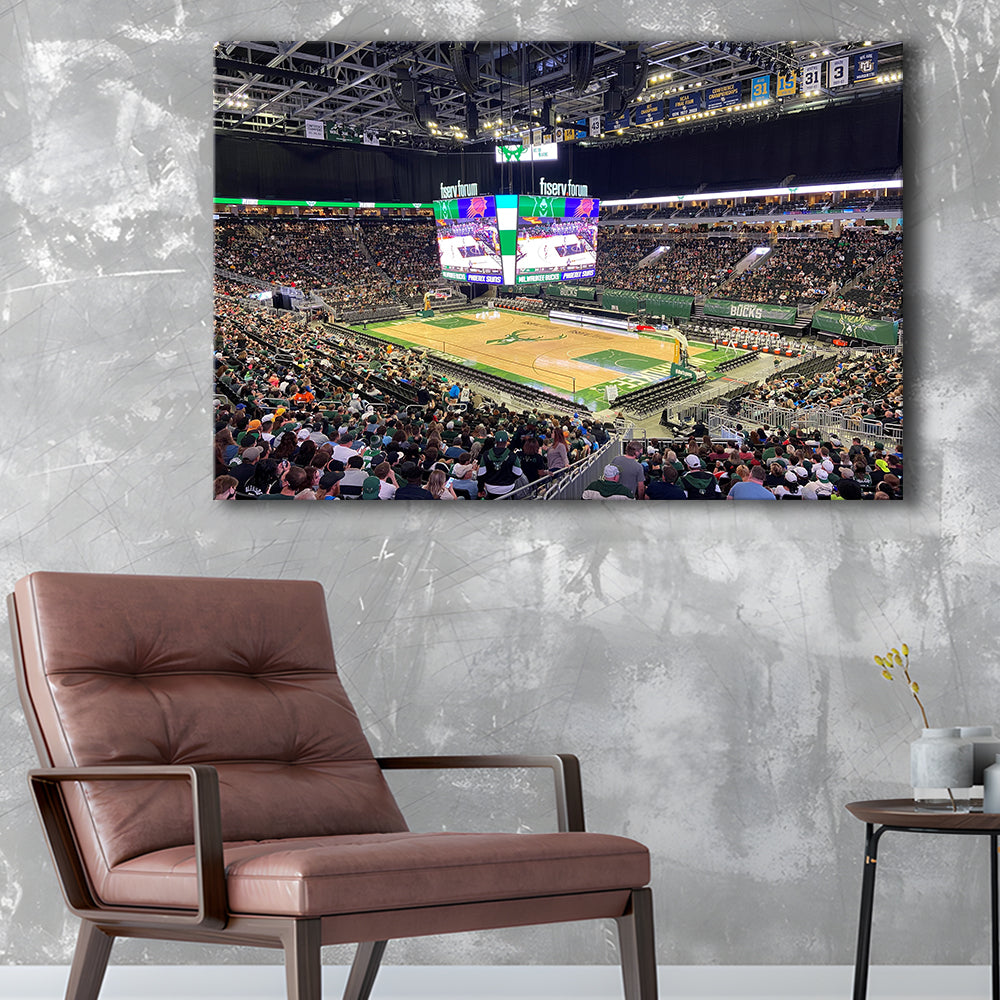 Milwaukee Bucks Fiserv Arena, Stadium Canvas, Sport Art, Gift for him, Man Cave Decor, Art Print, Canvas Print Wall Art