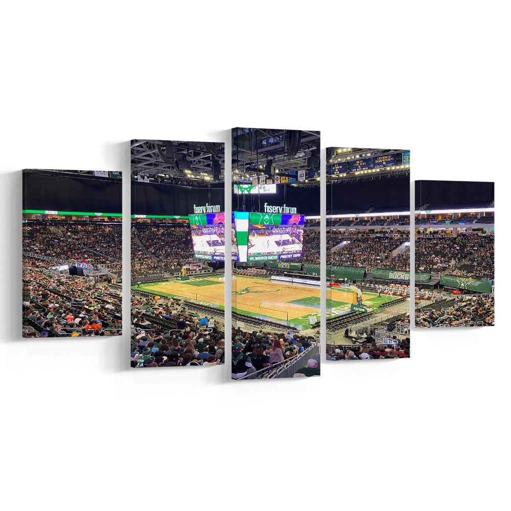 Milwaukee Bucks Fiserv Arena, Stadium Canvas, Sport Art, Gift for him, 5 Panel, Large Canvas, Canvas Print Wall Art