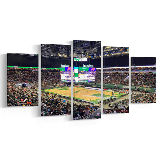 Milwaukee Bucks Fiserv Arena, Stadium Canvas, Sport Art, Gift for him, 5 Panel, Large Canvas, Canvas Print Wall Art