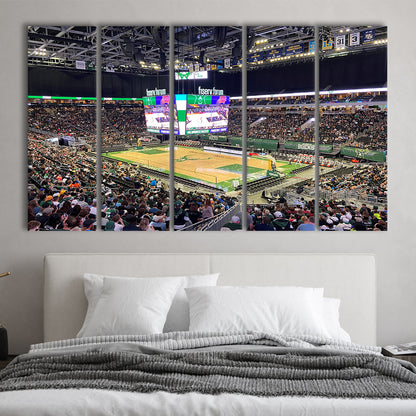 Milwaukee Bucks Fiserv Arena, Stadium Canvas, Sport Art, 5 Panel B, Extra Large Canvas, Canvas Print Wall Art