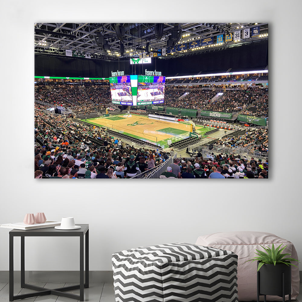 Milwaukee Bucks Fiserv Arena, Stadium Canvas, Sport Art, Gift for him, Man Cave Decor, Art Print, Canvas Print Wall Art
