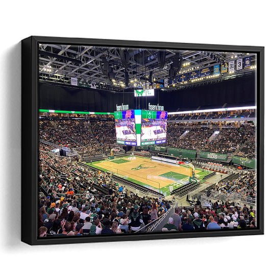 Milwaukee Bucks Fiserv Arena, Stadium Canvas, Sport Art, Framed Canvas Print Wall Art, Floating Frame