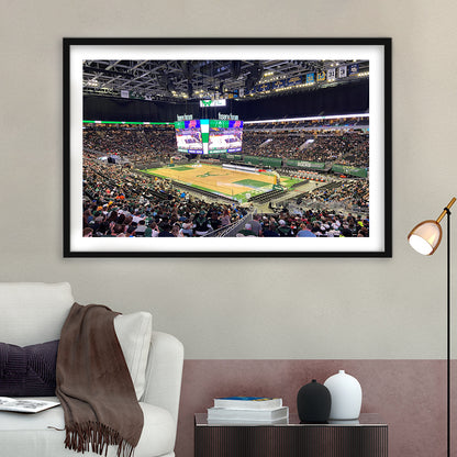 Milwaukee Bucks Fiserv Arena, Stadium Canvas, Sport Art, Gift for him, White Border Framed Art Print Wall Decor