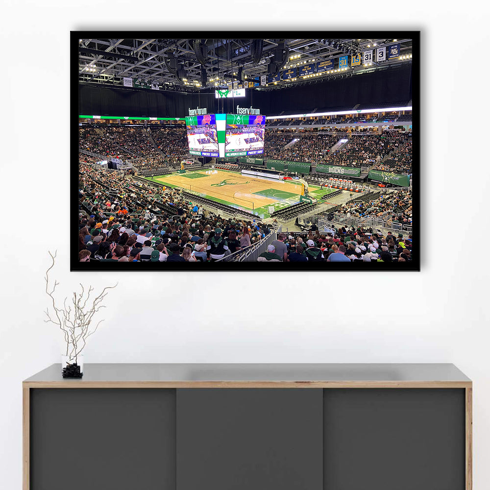 Milwaukee Bucks Fiserv Arena, Stadium Canvas, Sport Art, Gift for him, Framed Art Print Wall Decor, Picture Framed