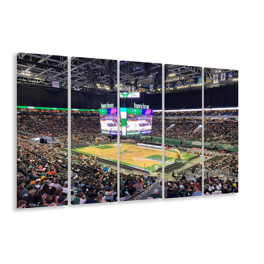 Milwaukee Bucks Fiserv Arena, Stadium Canvas, Sport Art, 5 Panel B, Extra Large Canvas, Canvas Print Wall Art