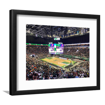 Milwaukee Bucks Fiserv Arena, Stadium Canvas, Sport Art, Gift for him, White Border Framed Art Print Wall Decor