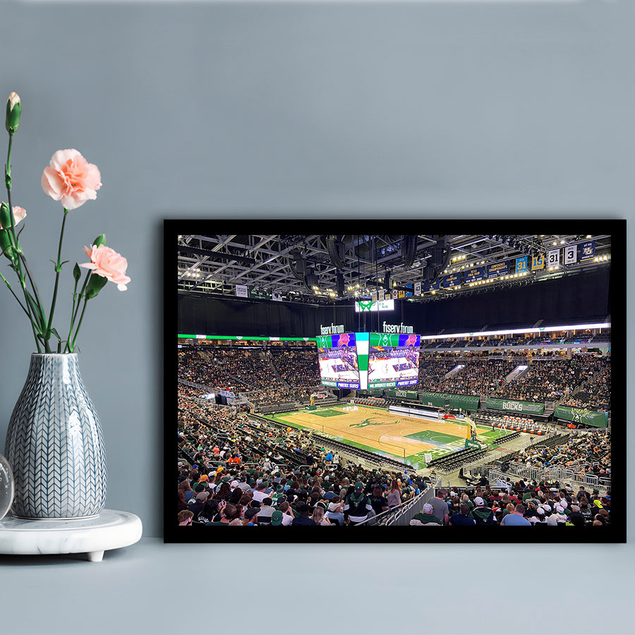 Milwaukee Bucks Fiserv Arena, Stadium Canvas, Sport Art, Gift for him, Framed Art Print Wall Decor, Picture Framed