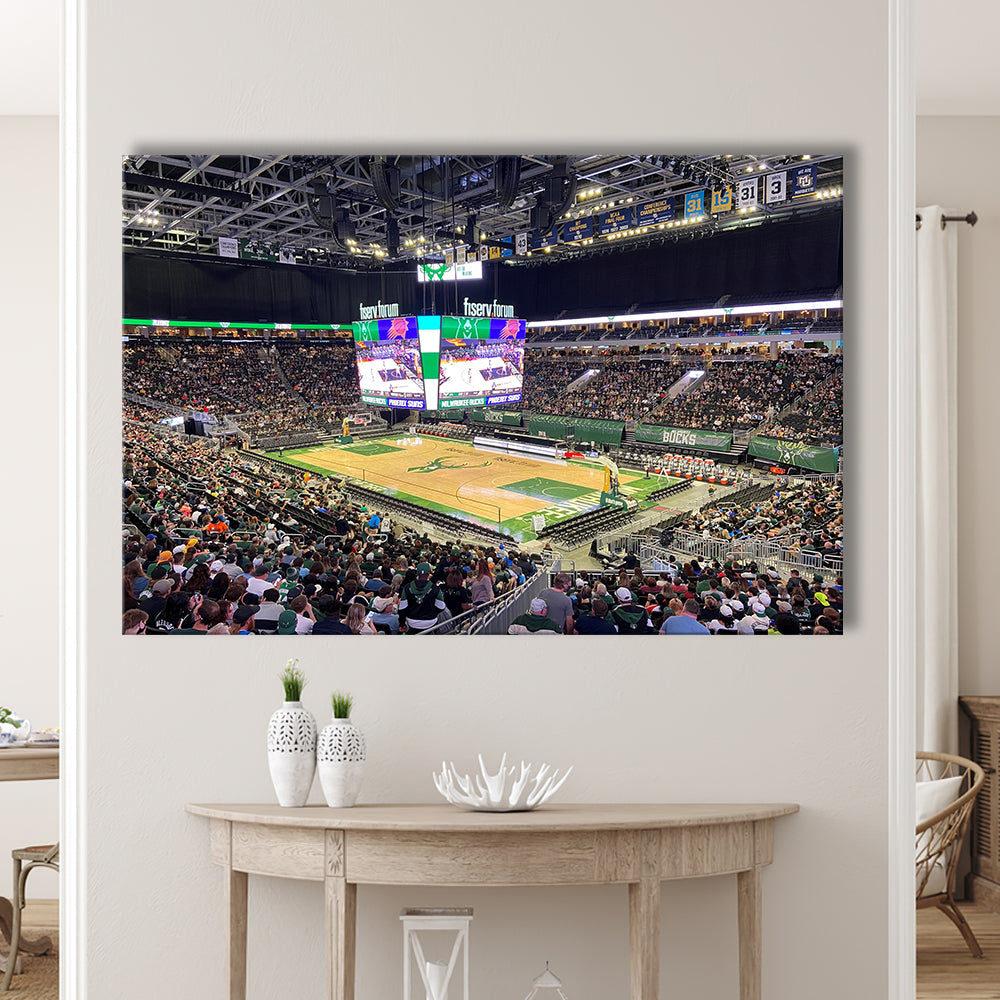 Milwaukee Bucks Fiserv Arena, Stadium Canvas, Sport Art, Gift for him, Man Cave Decor, Art Print, Canvas Print Wall Art
