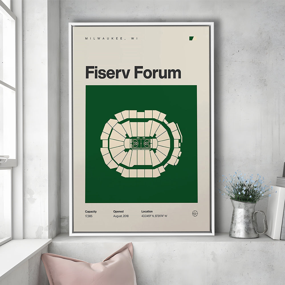 Milwaukee Bucks Stadium Print, Fiserv Forum Stadium Print, Man Cave Gift, Floating Framed Canvas Print Wall Art