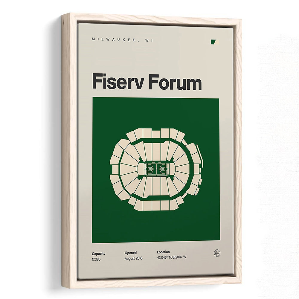 Milwaukee Bucks Stadium Print, Fiserv Forum Stadium Print, Man Cave Gift, Floating Framed Canvas Print Wall Art