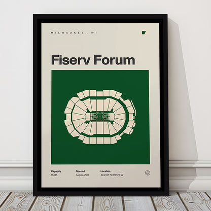 Milwaukee Bucks Stadium Print, Fiserv Forum Stadium Print, Man Cave Gift, Floating Framed Canvas Print Wall Art